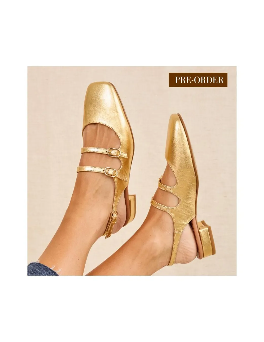 Woman Mary Jane Shoes^MONPIEL Mary Jane Lolina Leather Backless Gold