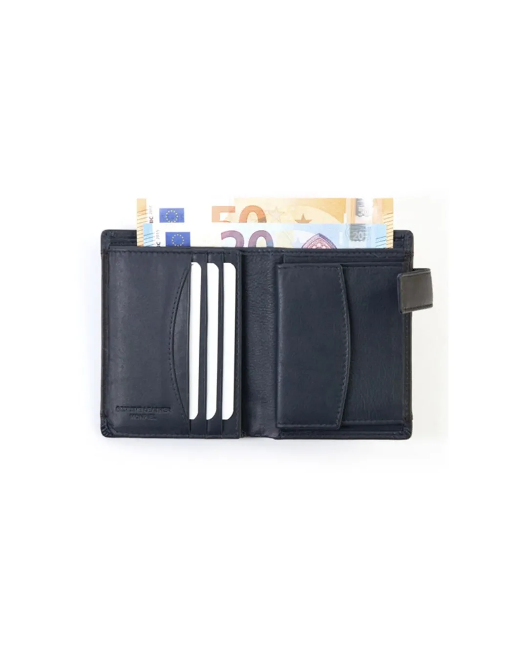 Men'S Leather Wallets^MONPIEL Men'S Leather Wallet With Loop And Purse Lago Black