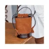 Women'S Leather Bag^MONPIEL Mini Bucket Round Bag Tan Suede