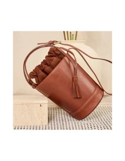 Women'S Leather Bag^MONPIEL Mini Bucket Round Bag Havana