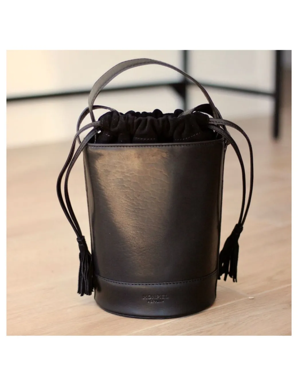 Women'S Leather Bag^MONPIEL Mini Bucket Round Bag Black