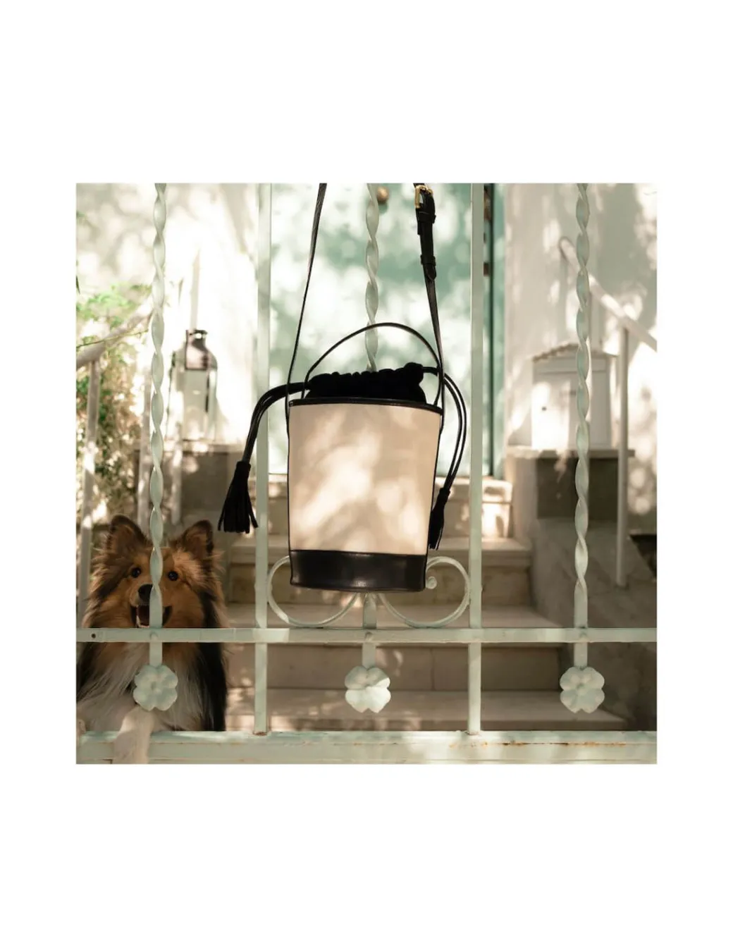 Women'S Leather Bag^MONPIEL Mini Canvas Round Bucket Bag Black