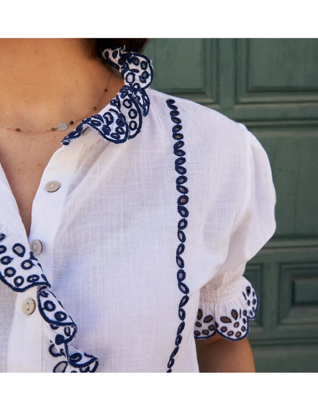 Shirts And Blouses^MONPIEL Nadia Short-Sleeve Ruffled Shirt White