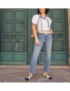 Shirts And Blouses^MONPIEL Nadia Short-Sleeve Ruffled Shirt White