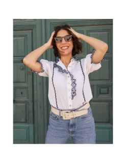 Shirts And Blouses^MONPIEL Nadia Short-Sleeve Ruffled Shirt White