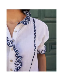 Shirts And Blouses^MONPIEL Nadia Short-Sleeve Ruffled Shirt White