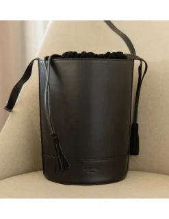 Women'S Leather Bag^MONPIEL Round Bucket Bag Black