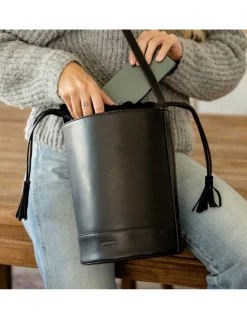 Women'S Leather Bag^MONPIEL Round Bucket Bag Black