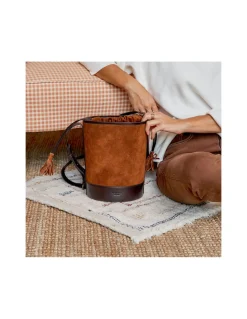 Women'S Leather Bag^MONPIEL Round Bucket Bag Tan Suede