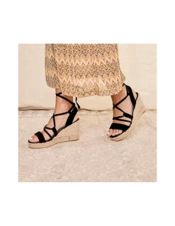 Espadrille^MONPIEL Salina Wedge Espadrille With Straps Black