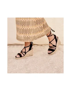 Espadrille^MONPIEL Salina Wedge Espadrille With Straps Black