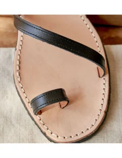 Women Leather Sandals^MONPIEL Sandal Leather Strips Milos Black