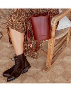 Leather Booty Woman^MONPIEL Satur Women'S Ankle Boot With Laces Brown
