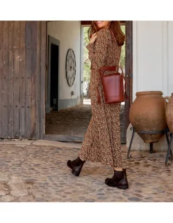Leather Booty Woman^MONPIEL Satur Women'S Ankle Boot With Laces Brown