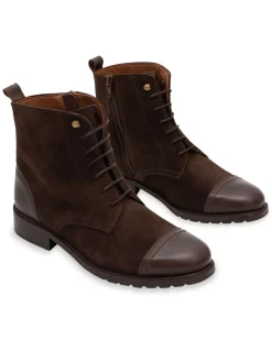 Leather Booty Woman^MONPIEL Satur Women'S Ankle Boot With Laces Brown