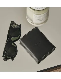 Men'S Leather Wallets^MONPIEL Simple Central Logo Wallet Black