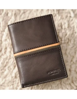 Men'S Leather Wallets^MONPIEL Single Banknote Color Stripes Brown
