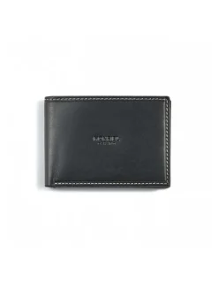 Men'S Leather Wallets^MONPIEL Small American Wallet Simple Central Logo Black