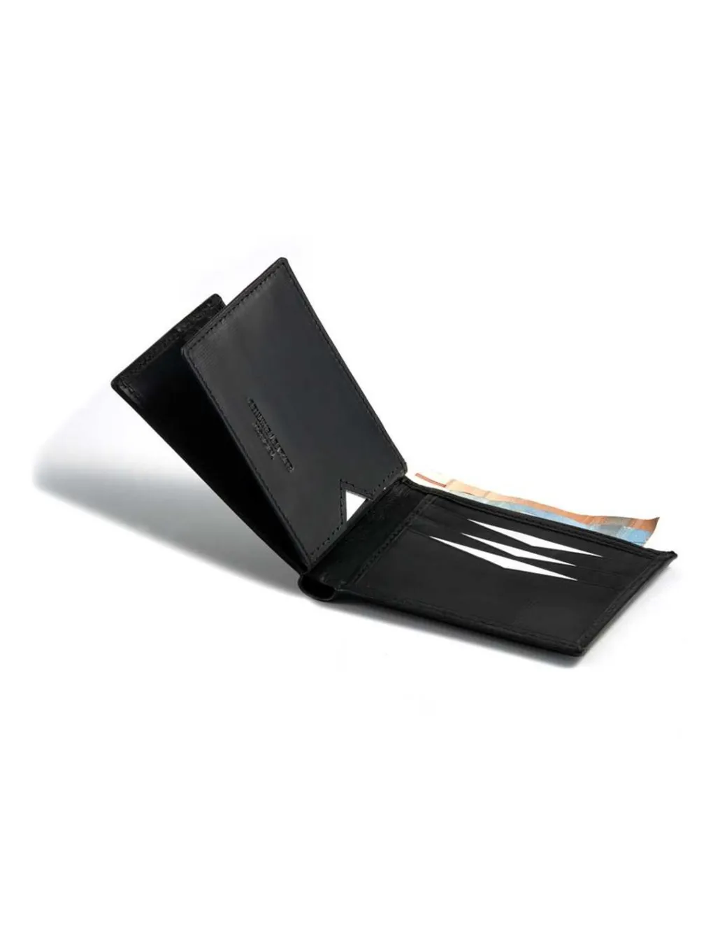 Men'S Leather Wallets^MONPIEL Small American Wallet Simple Central Logo Black