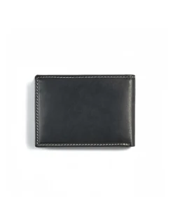 Men'S Leather Wallets^MONPIEL Small American Wallet Simple Central Logo Black