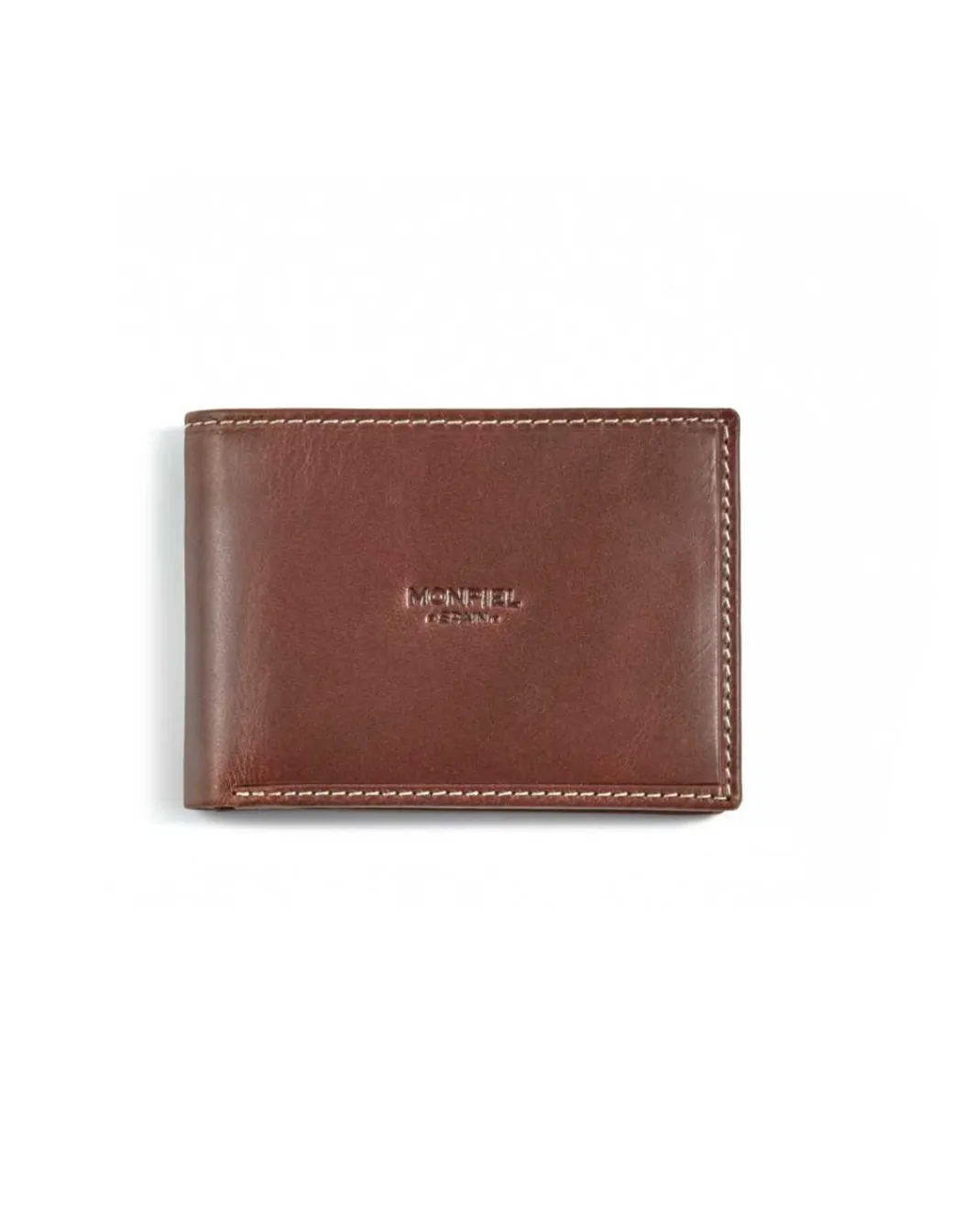 Men'S Leather Wallets^MONPIEL Small American Wallet Simple Central Logo Leather