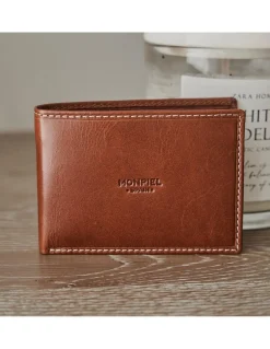 Men'S Leather Wallets^MONPIEL Small American Wallet Simple Central Logo Leather