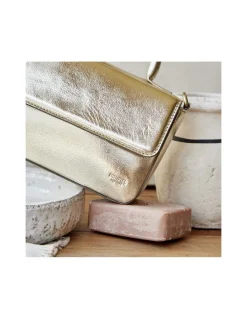 Women'S Leather Bag^MONPIEL Small Armored Leather Bag Champagne Metallic