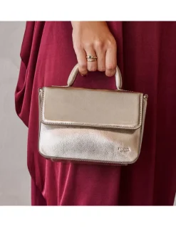 Women'S Leather Bag^MONPIEL Small Armored Leather Bag Champagne Metallic