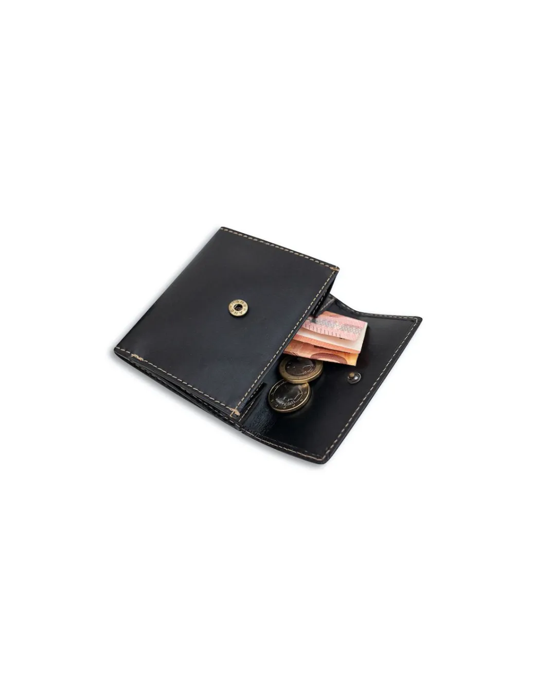 Men'S Leather Wallets^MONPIEL Small Men'S Wallet With Coin Pocket Mini Black