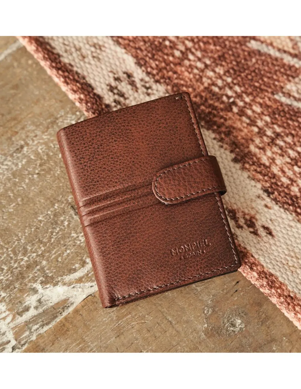 Men'S Leather Wallets^MONPIEL Small Wallet With Wallet And Central Stamped Loop Havana
