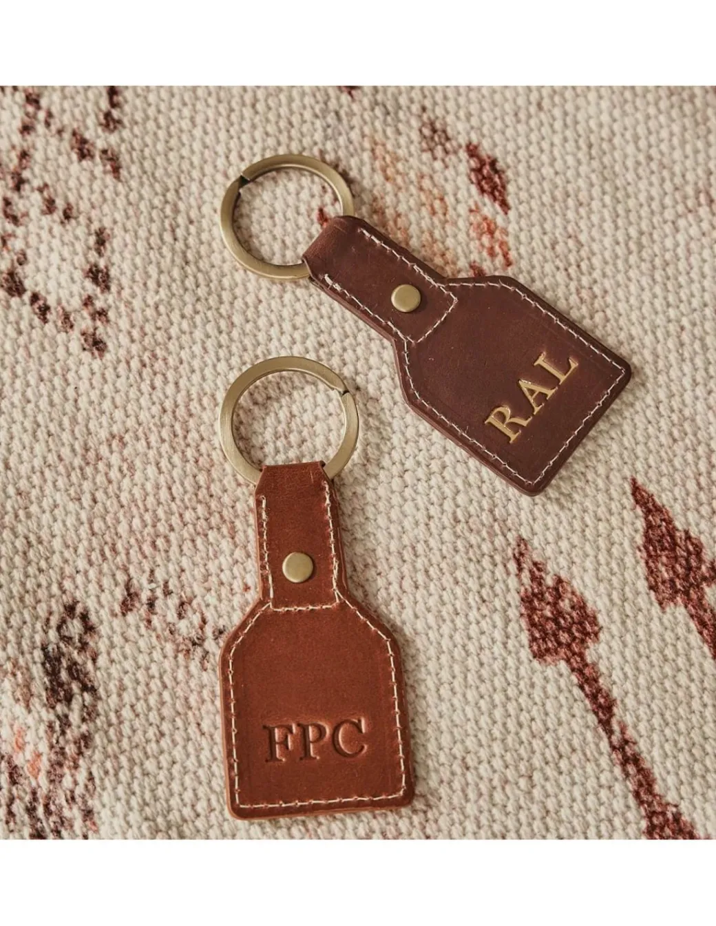 Men'S Leather Keyrings^MONPIEL Square Leather Keychain Havana