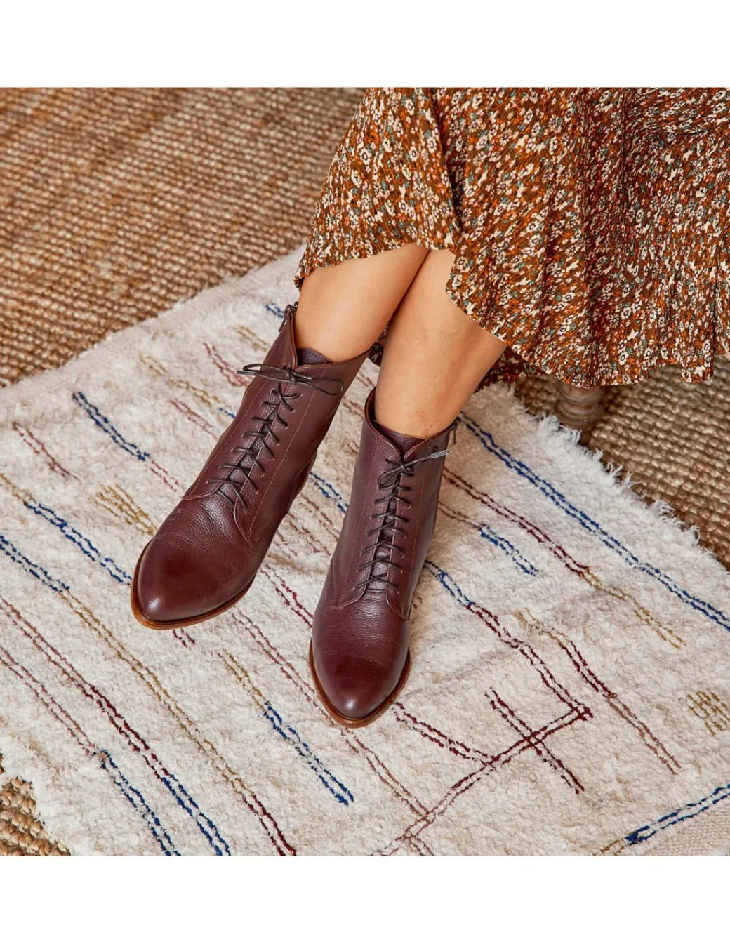 Leather Booty Woman^MONPIEL Vero Women'S Leather Ankle Boots Fine Point Burgundy