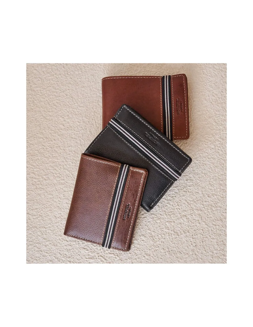 Men'S Leather Wallets^MONPIEL Wallet Billfold With Rubber Coin Purse Havana