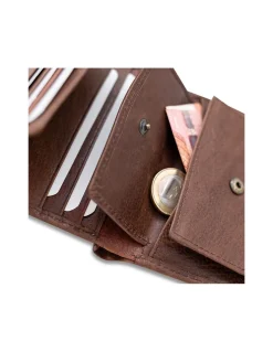 Men'S Leather Wallets^MONPIEL Wallet Billfold With Rubber Coin Purse Brown