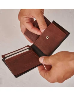 Men'S Leather Wallets^MONPIEL Wallet Billfold With Rubber Coin Purse Brown