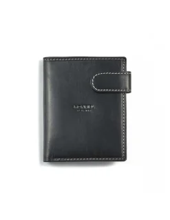 Men'S Leather Wallets^MONPIEL Wallet With Clasp And Back Purse Central Logo Black