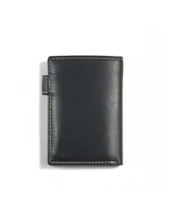 Men'S Leather Wallets^MONPIEL Wallet With Clasp And Interior Purse Central Logo Black