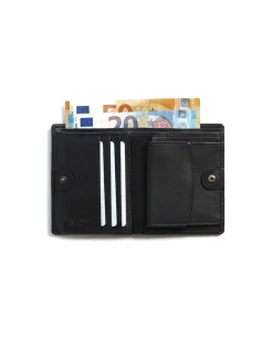 Men'S Leather Wallets^MONPIEL Wallet With Clasp Inside And Coin Pocket Mountain Black