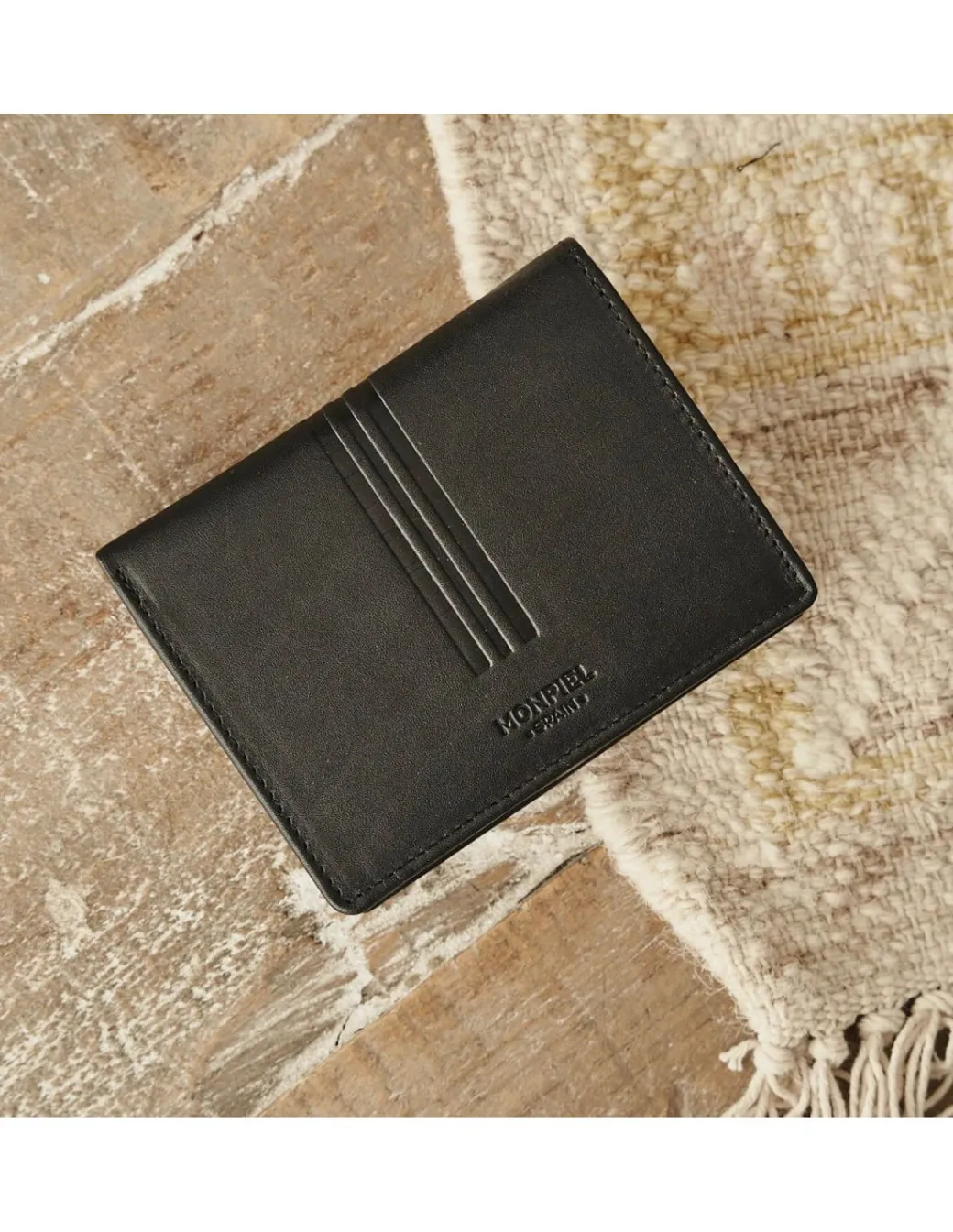 Men'S Leather Wallets^MONPIEL Wallet With Clasp Inside And Coin Pocket Mountain Black