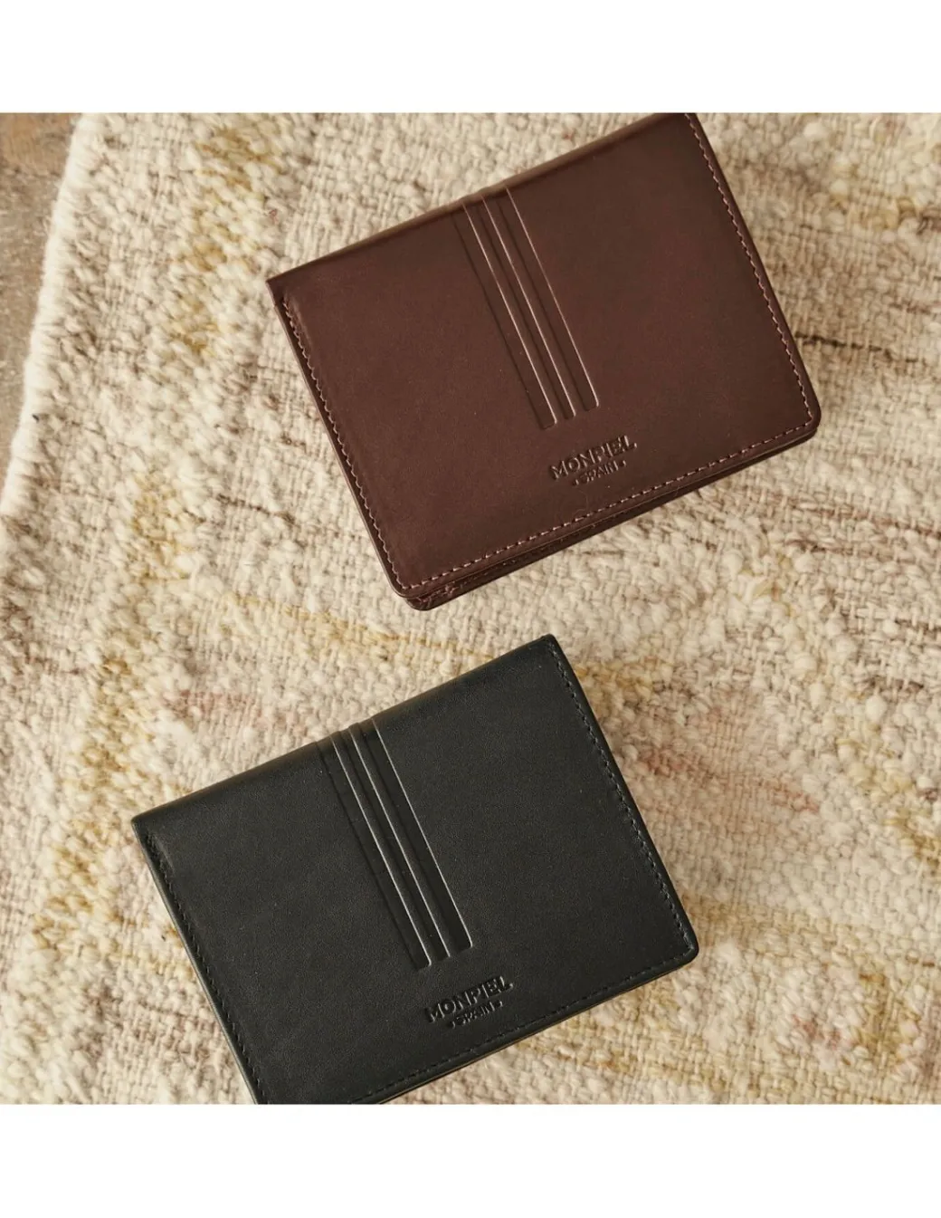 Men'S Leather Wallets^MONPIEL Wallet With Clasp Inside And Coin Pocket Mountain Black