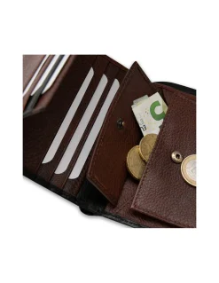 Men'S Leather Wallets^MONPIEL Wallet With Loop And Purse Inside Printed Black