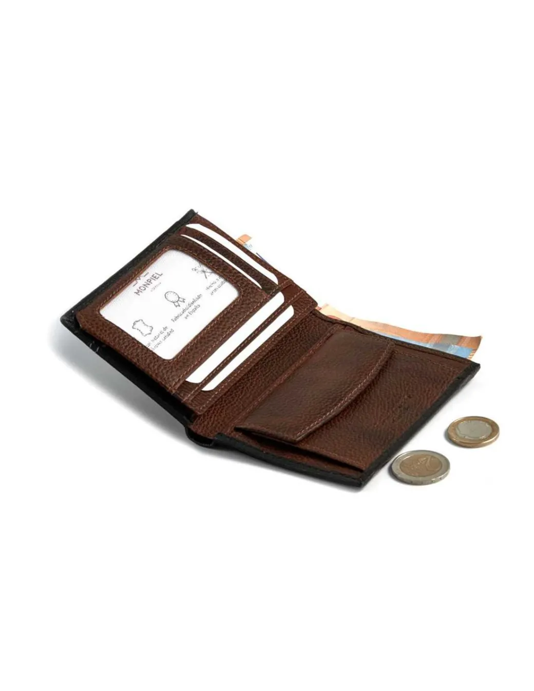 Men'S Leather Wallets^MONPIEL Wallet With Purse Inside Two Tones Black