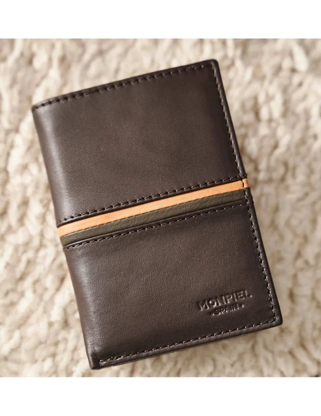 Men'S Leather Wallets^MONPIEL Wallet With Purse Inside Color Stripes Brown