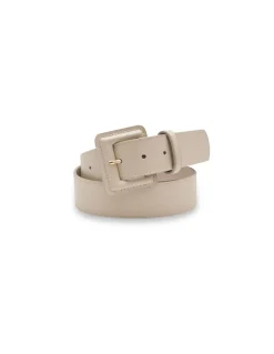 Women'S Leather Belts^MONPIEL Wide Leather Belt With Lined Buckle Beige