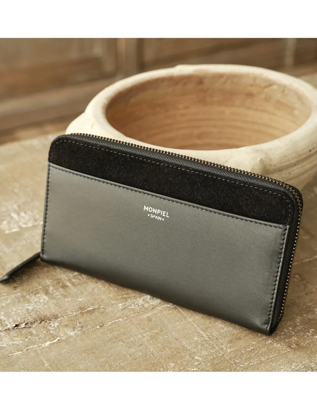 Women'S Leather Wallets^MONPIEL Woman Leather Zip Wallet Black