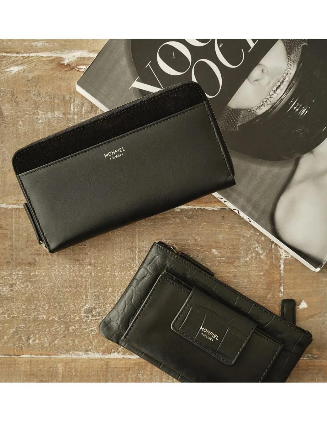 Women'S Leather Wallets^MONPIEL Woman Leather Zip Wallet Black