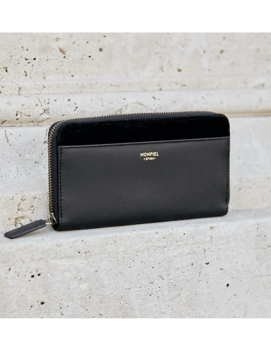 Women'S Leather Wallets^MONPIEL Woman Leather Zip Wallet Black