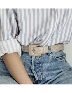 Women'S Leather Belts^MONPIEL Women'S Crocodile Lined Buckle Belt