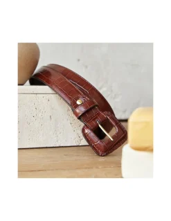 Women'S Leather Belts^MONPIEL Women'S Crocodile Lined Buckle Belt Others