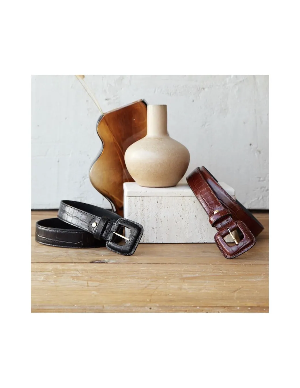 Women'S Leather Belts^MONPIEL Women'S Crocodile Lined Buckle Belt Others